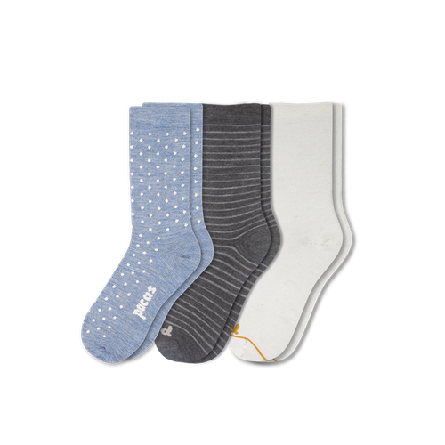 3 Pack - Women's Light-Weight Crew Pacas Socks