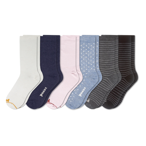 6 Pack - Women's Light-Weight Crew Pacas Socks